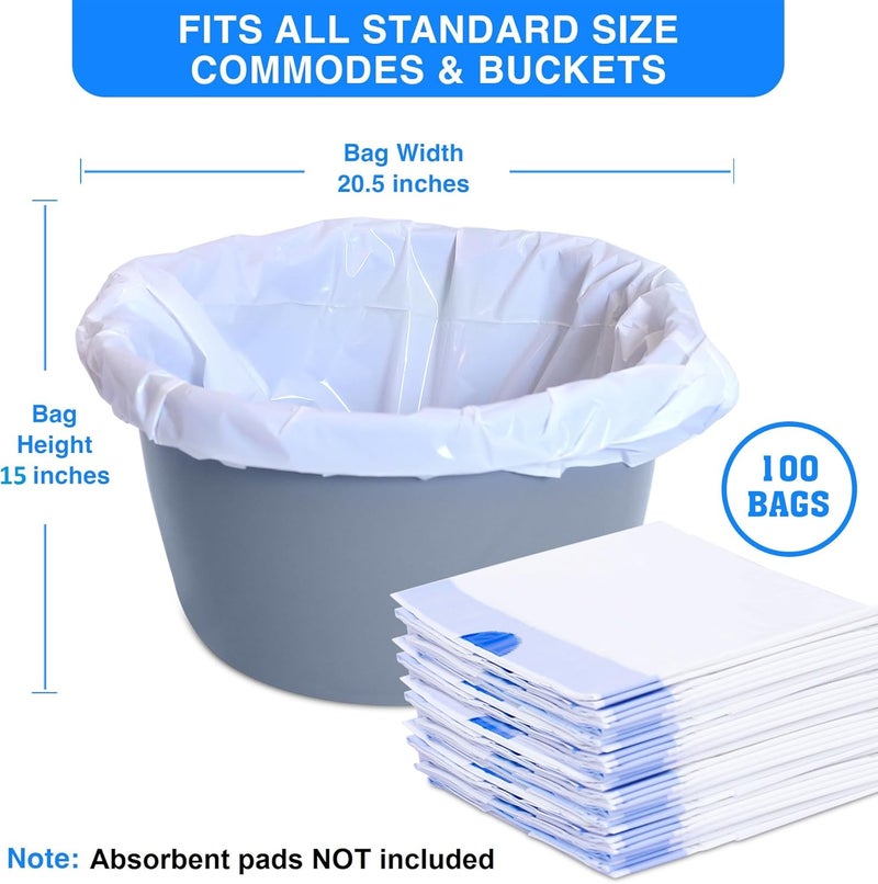 KAREMAXX 100 Bedside Commode Liners Bags for Commode Toilet - Leak Proof & Odorless Potty Liners for Portable Potty Chair Liners - Potty Bags for Portable Toilet Bag - Bedside Toilet Liners Disposable Adult - Image 2